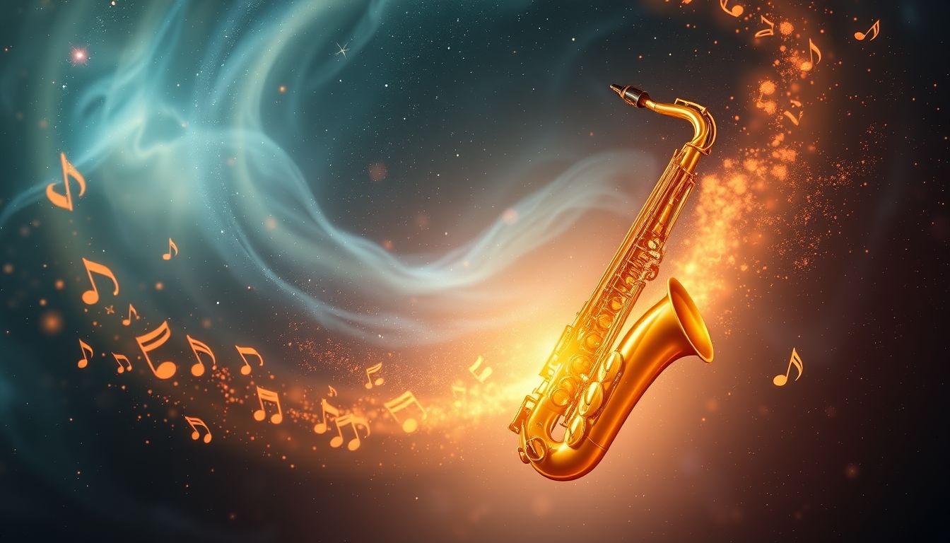 Un saxophone doré symbolise succès éclatant et reconnaissance artistique.