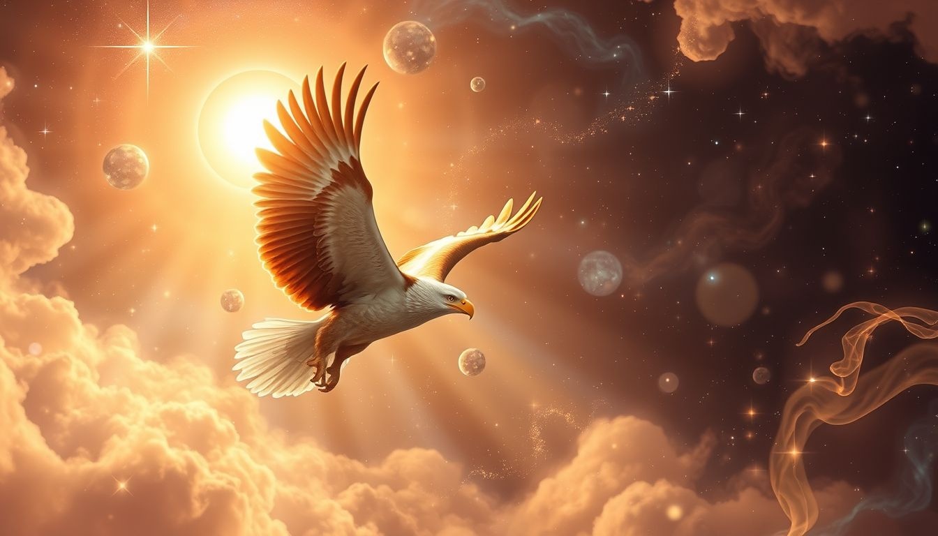 L'aigle symbolise la clarté et l'éveil de l'esprit solaire.