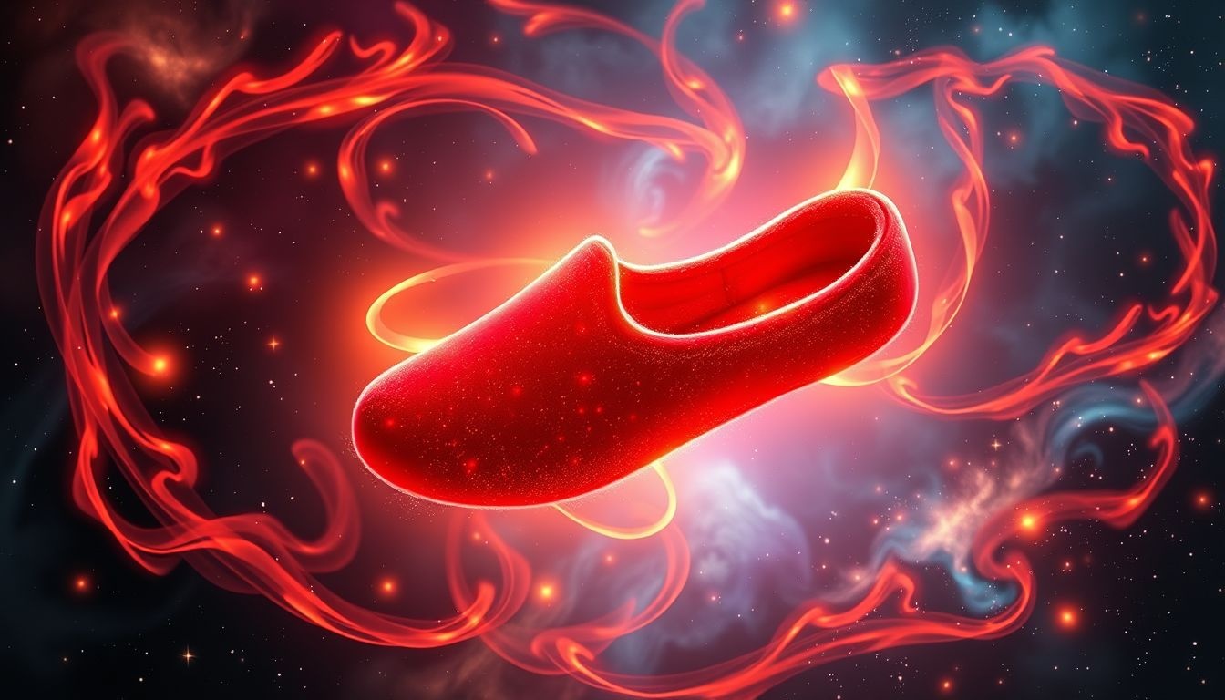 Les babouches rouges symbolisent la passion ardente et le désir vif.