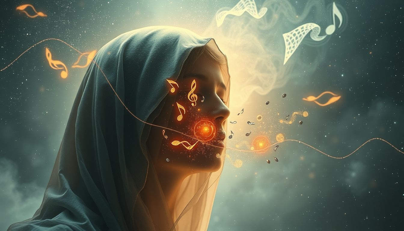 Balbutier en chantant révèle la lutte entre expression et émotion.