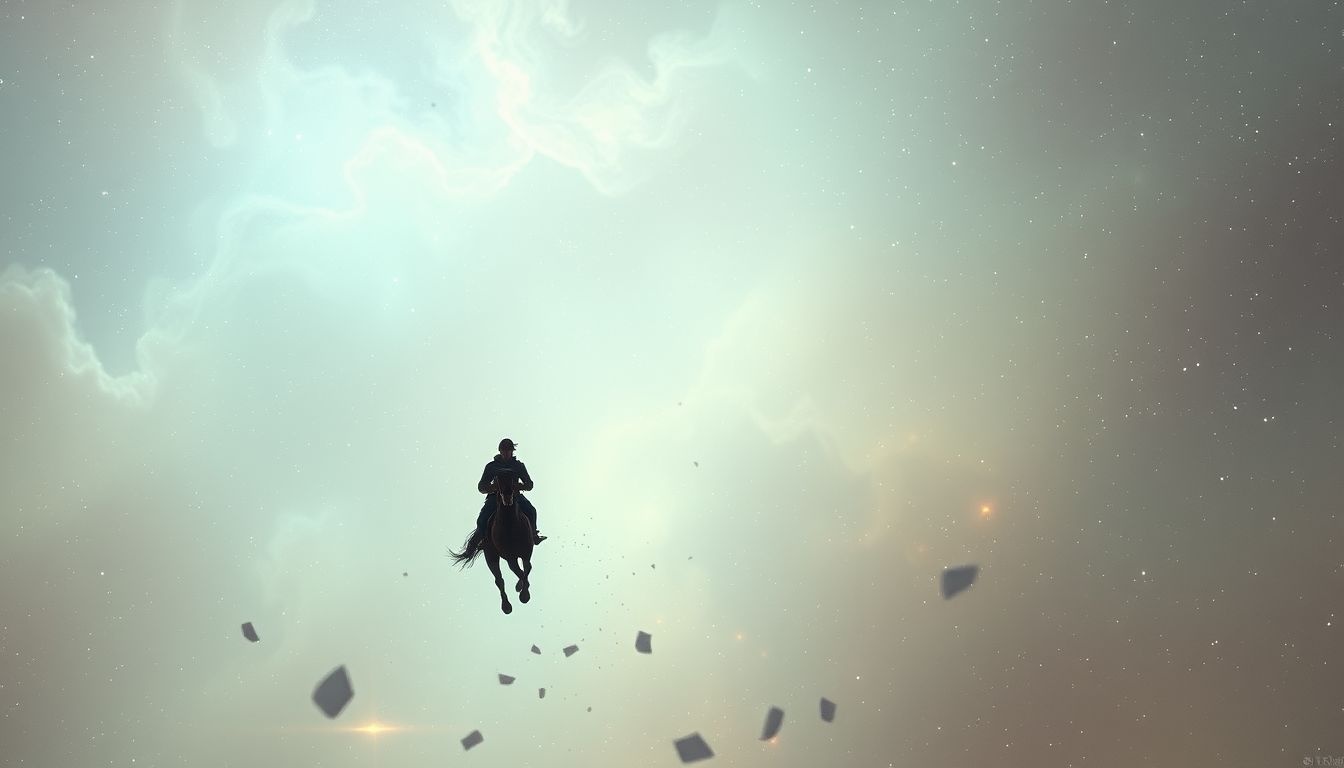 Le cavalier solitaire poursuivi symbolise souvent une fuite intérieure urgente.