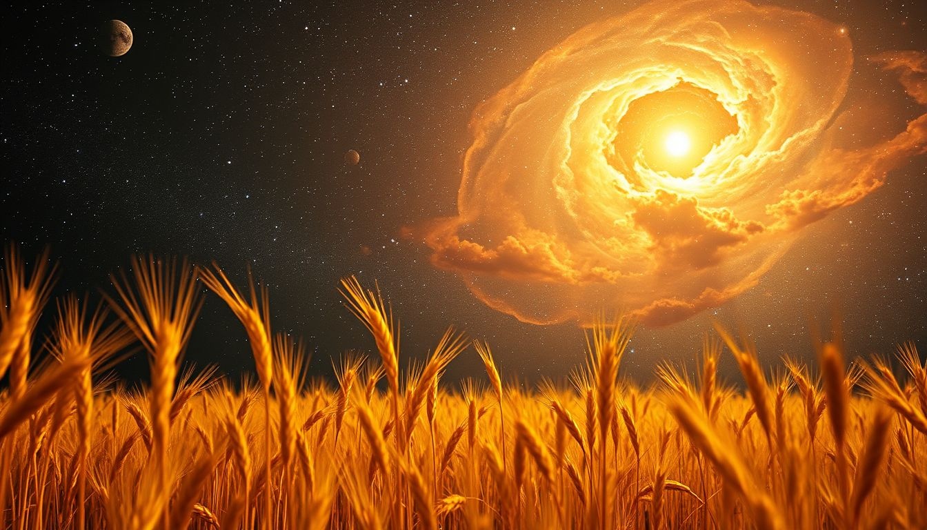 Un champ de seigle doré symbolise richesse et réussite future.