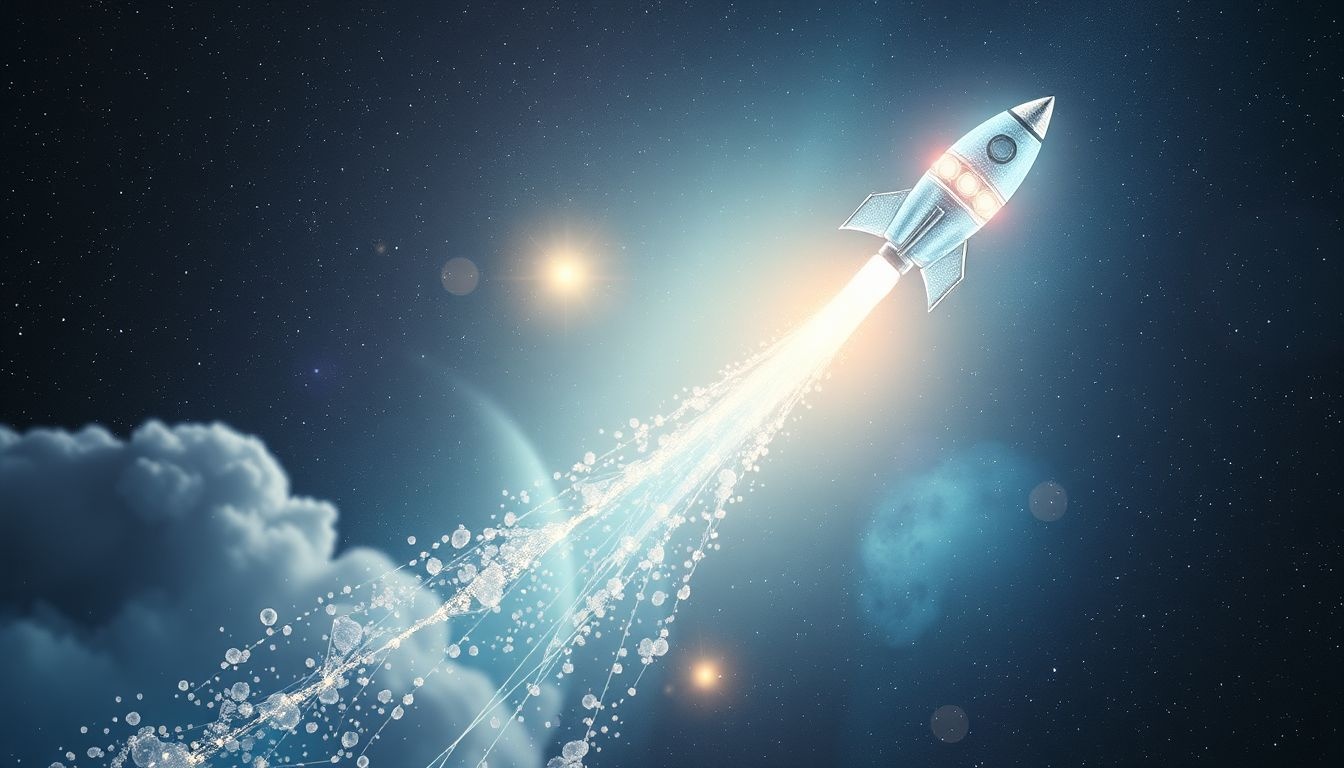 La fusée symbolise l'ascension rapide vers ses objectifs personnels.