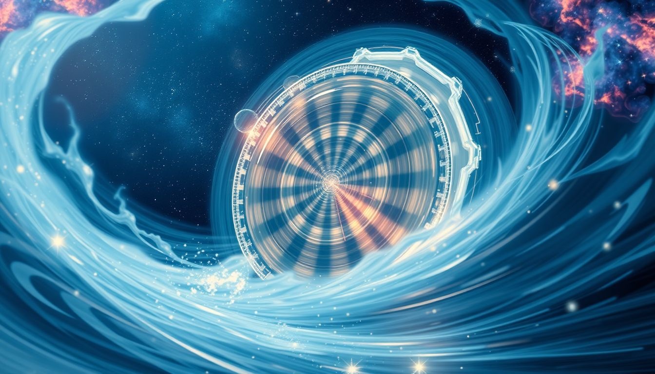 Une roue hydraulique qui tourne vite symbolise un flux d'énergie puissant.