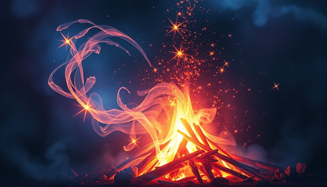 Les étincelles dans un feu de joie symbolisent un renouveau passionné.