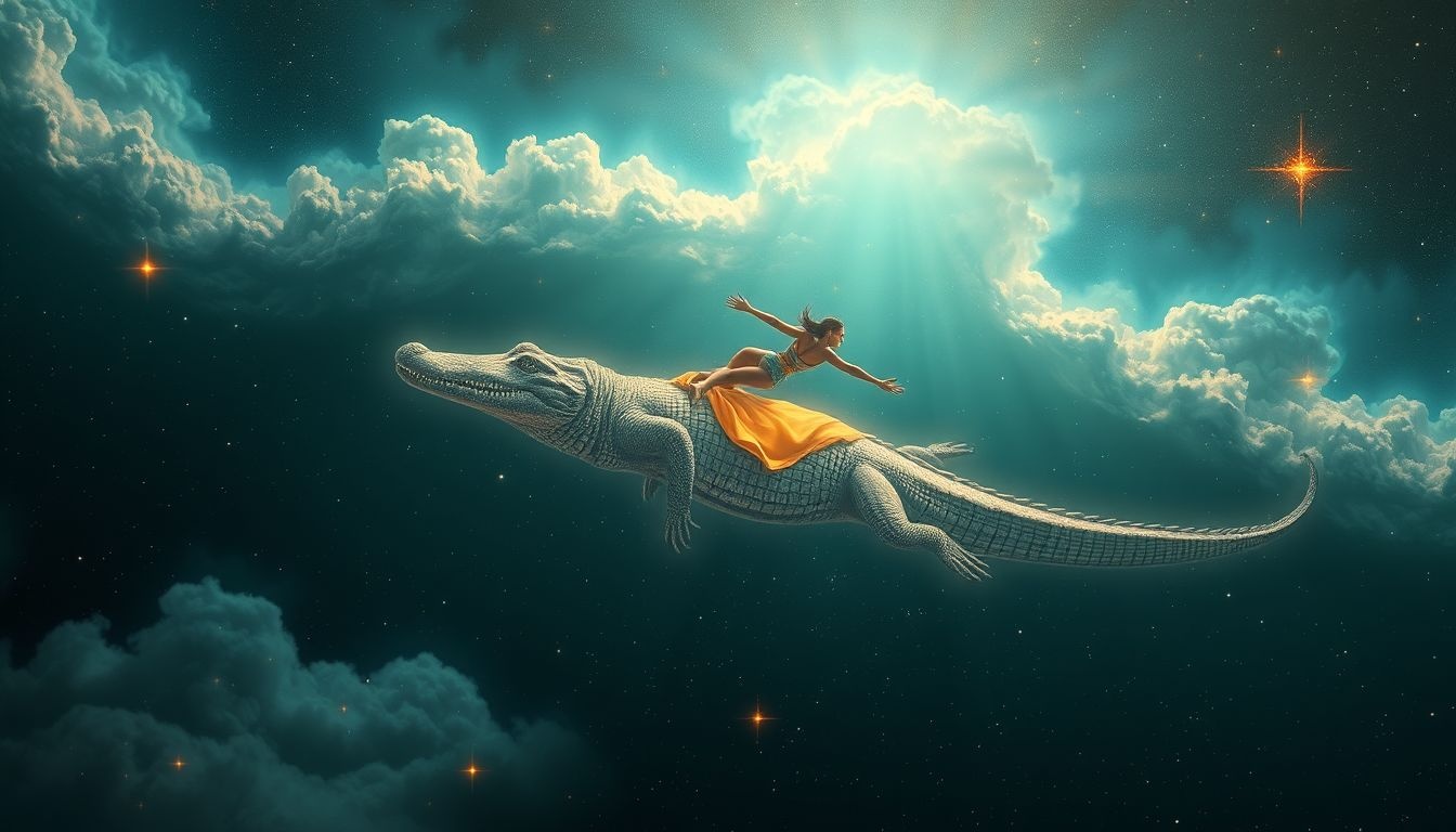 Nager avec un alligator symbolise affronter ses peurs profondes.