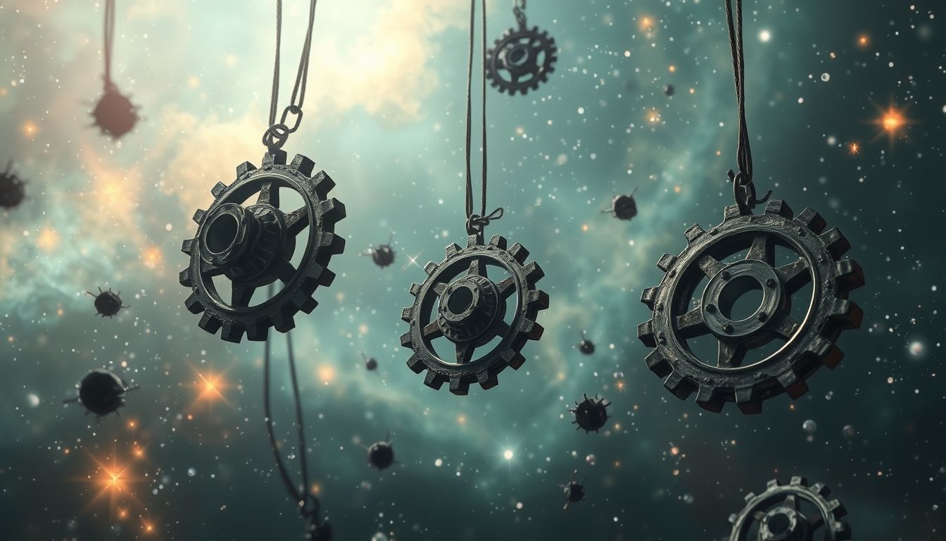 Des pignons rouillés symbolisent des obstacles bloquant votre progression.