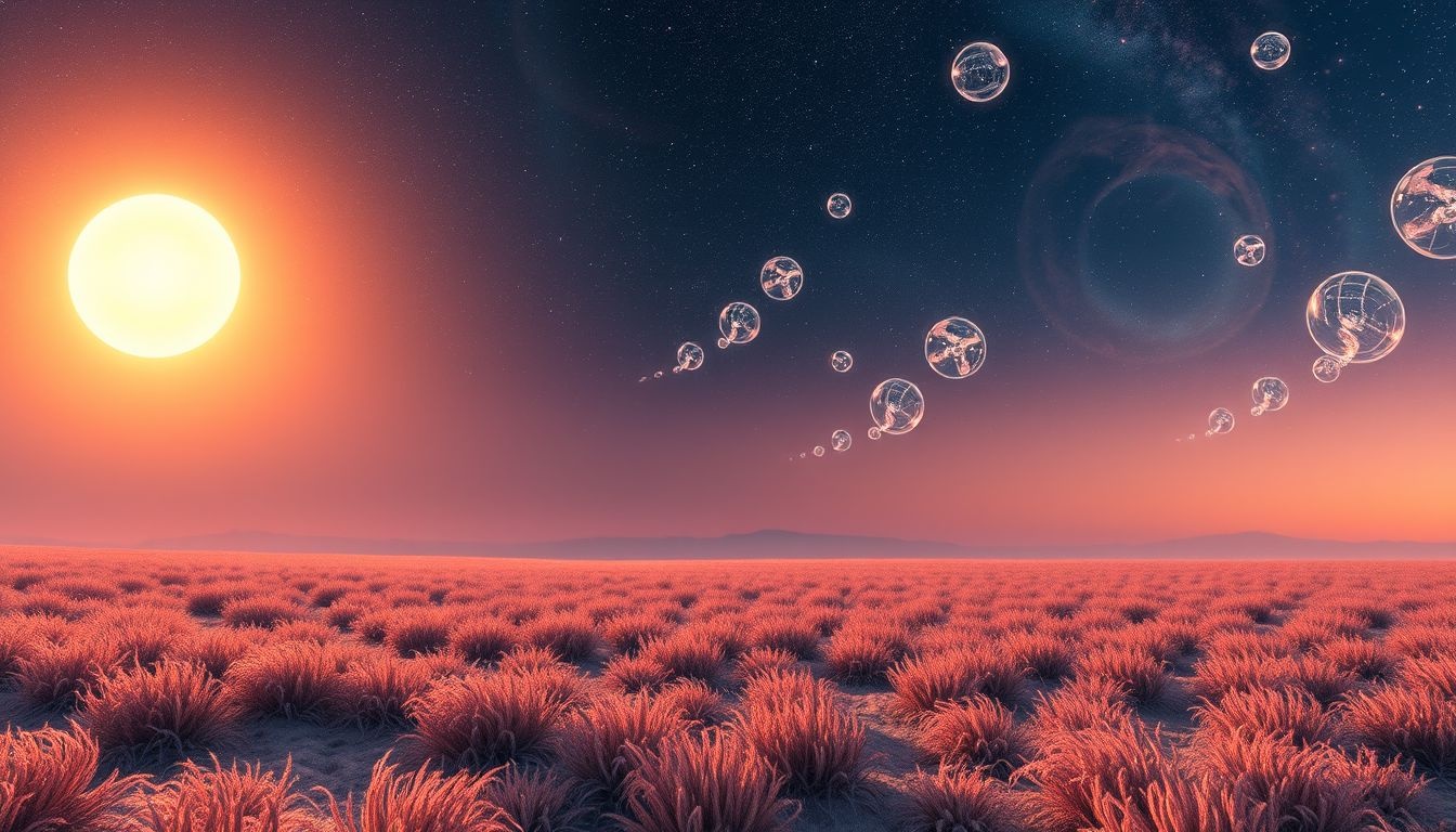 Un coucher de soleil sur la steppe symbolise fin et renouveau.