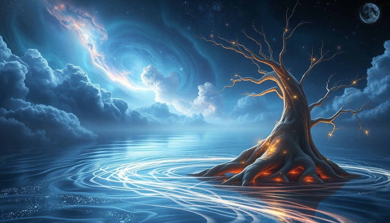 Rêver d’un tronc près d’une rivière symbolise le flux émotionnel.