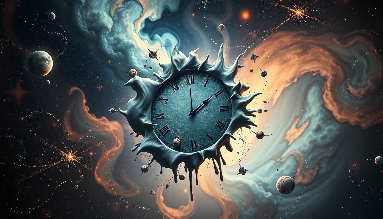 Fondre d'une horloge: symbole d'anxiété face au chaos imminent.