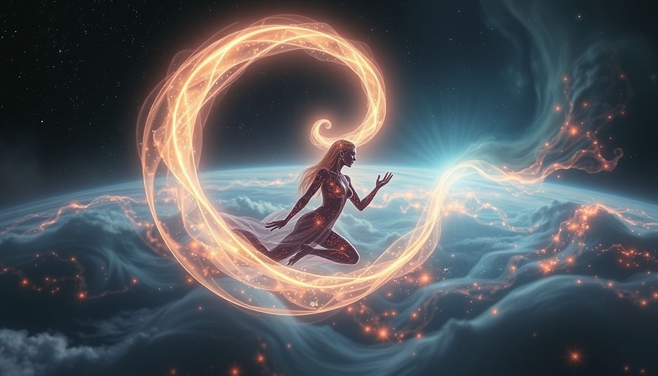 La spirale tatouée symbolise évolution et transformation intérieure profonde.