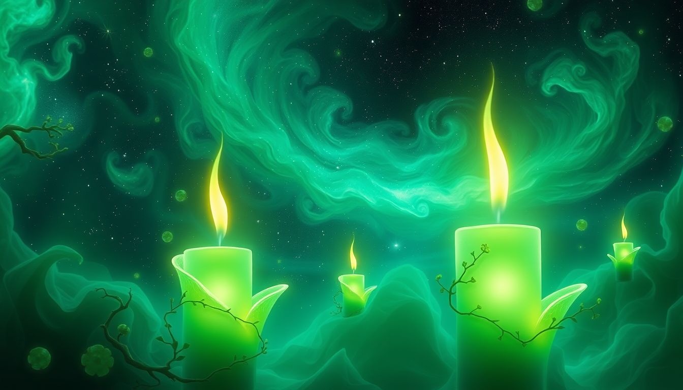 Rêver de bougies vertes symbolise guérison, croissance et prospérité.