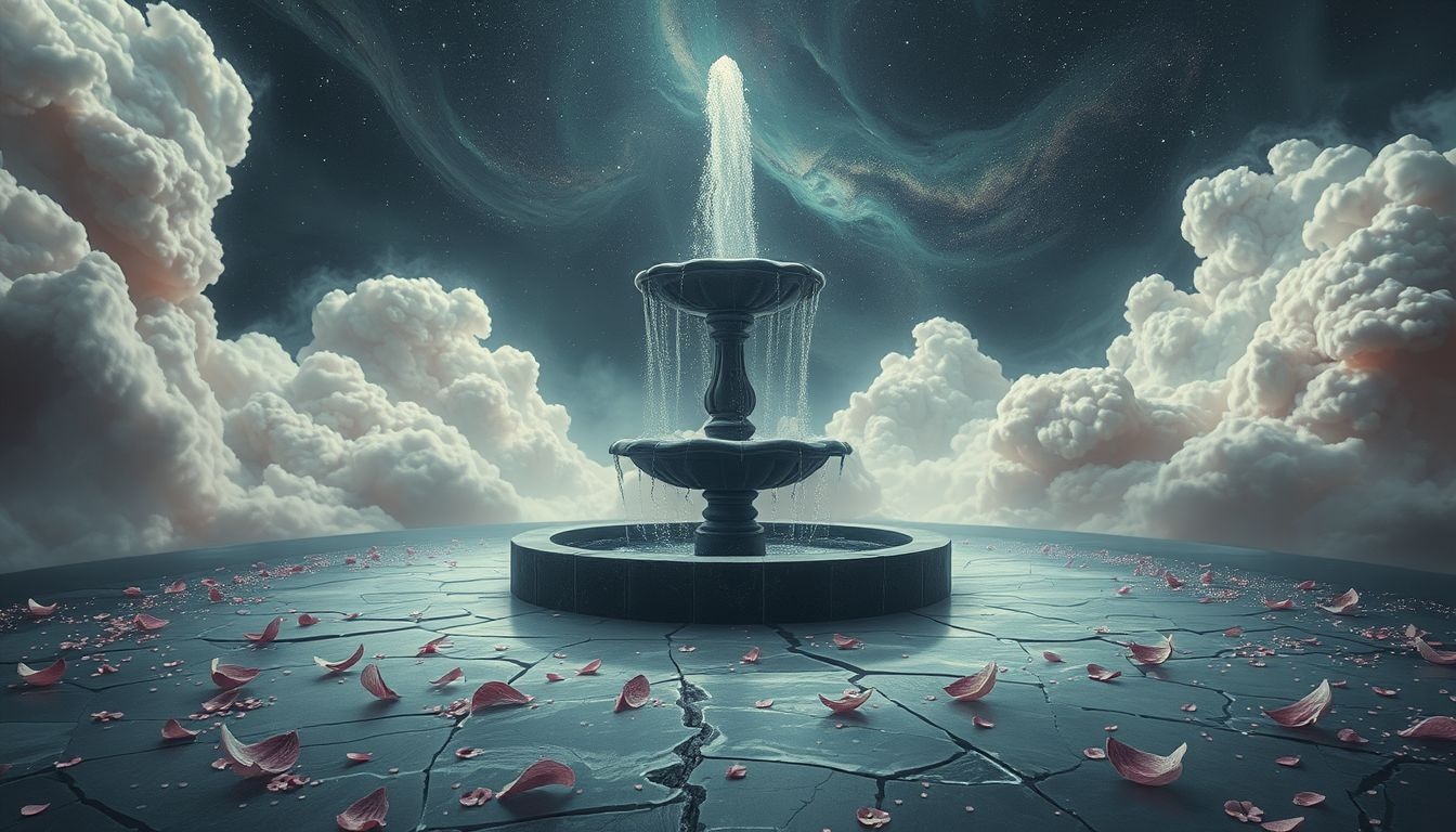 Rêver d'une fontaine asséchée symbolise épuisement et désillusion profonde.