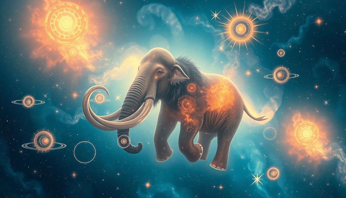 Les mammouths symbolisent l'abondance et la mémoire ancestrale profonde.