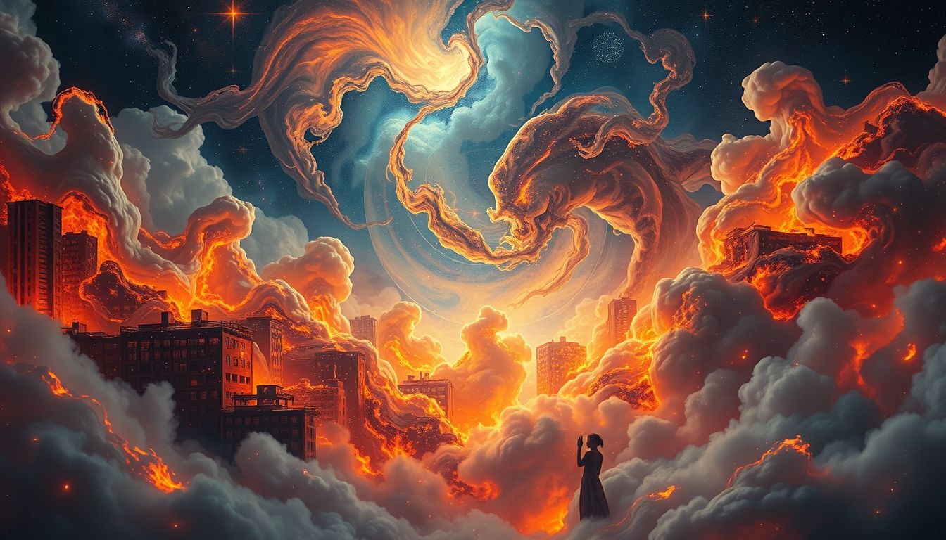 Rêver d’incendie urbain révèle souvent une colère intérieure profonde.