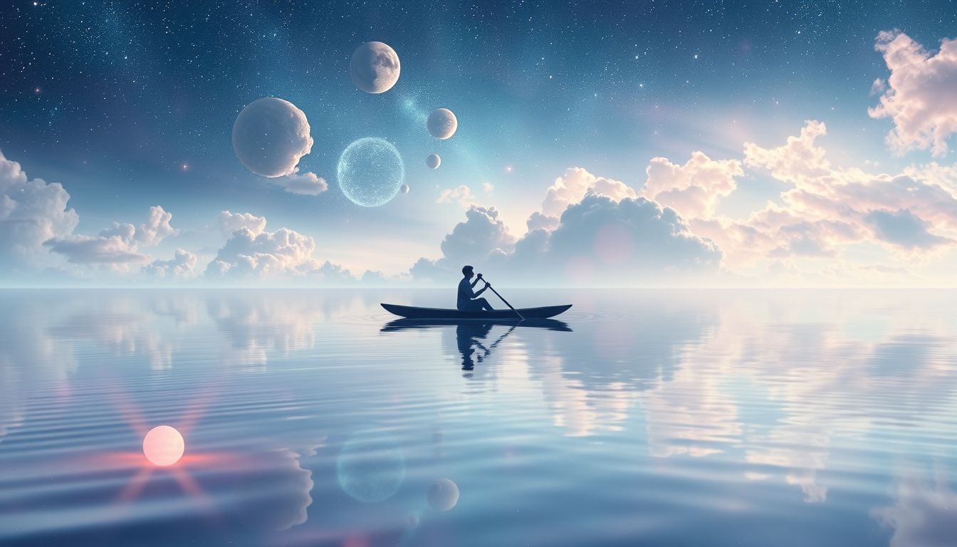 Rêver de ramer sur eau calme symbolise harmonie et équilibre personnel.