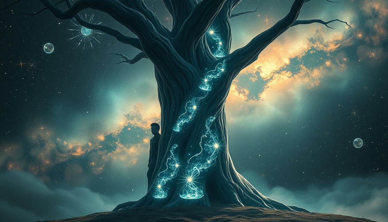 Se cacher derrière un tronc reflète peur et besoin de sécurité.