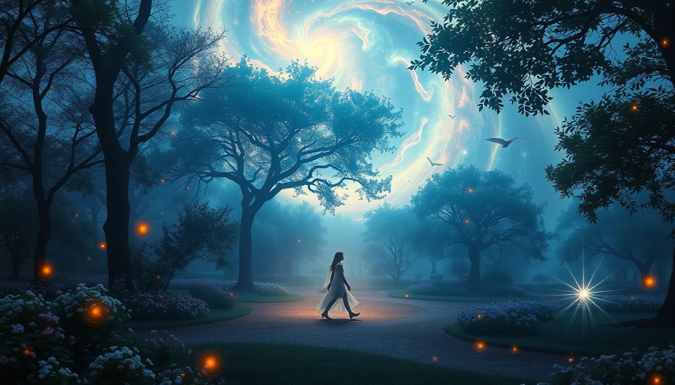 Se promener en rêve symbolise équilibre et sérénité naturelle intérieure.