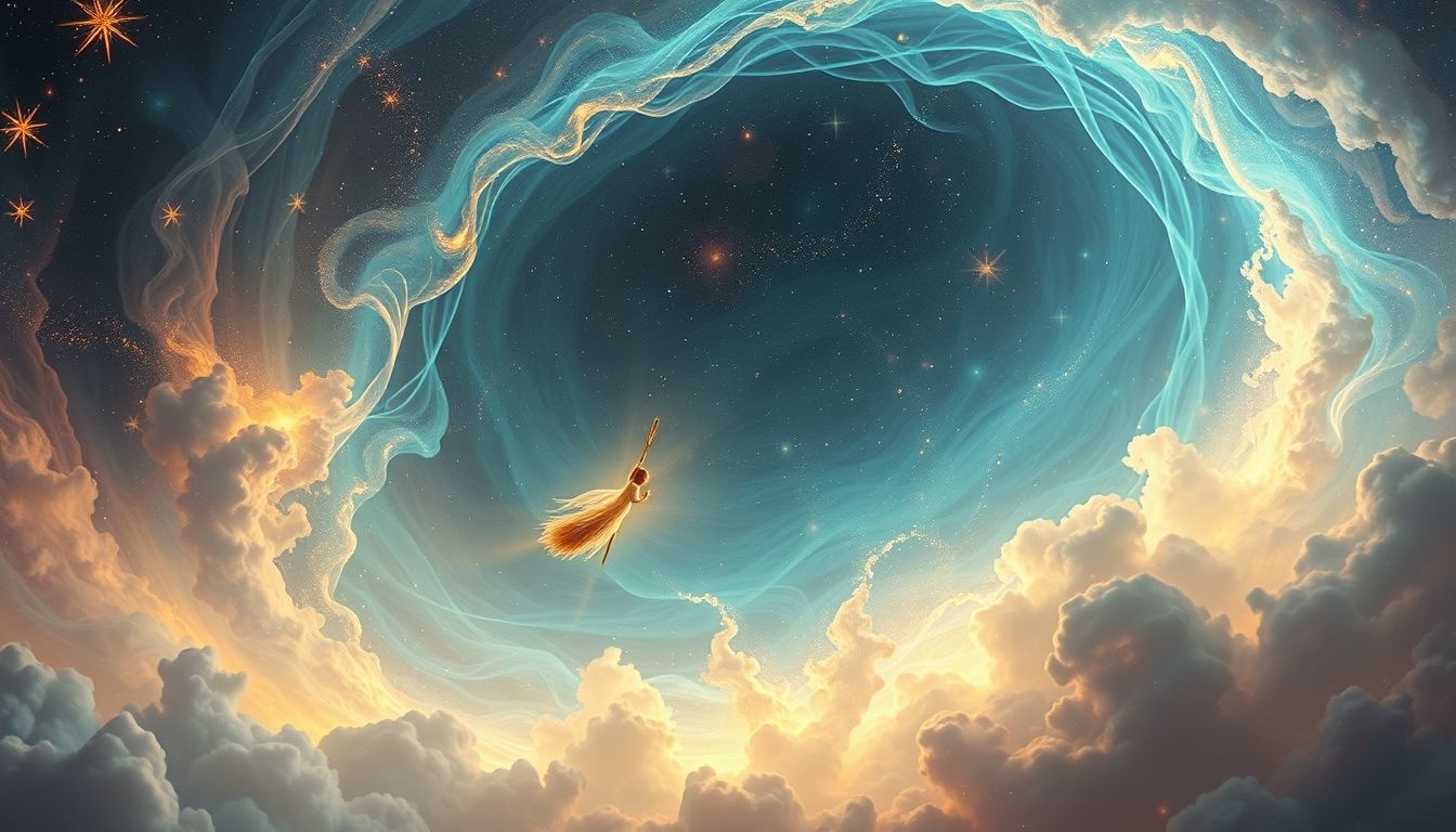 Rêver de voler en balai symbolise l’ambition et la liberté sociale.