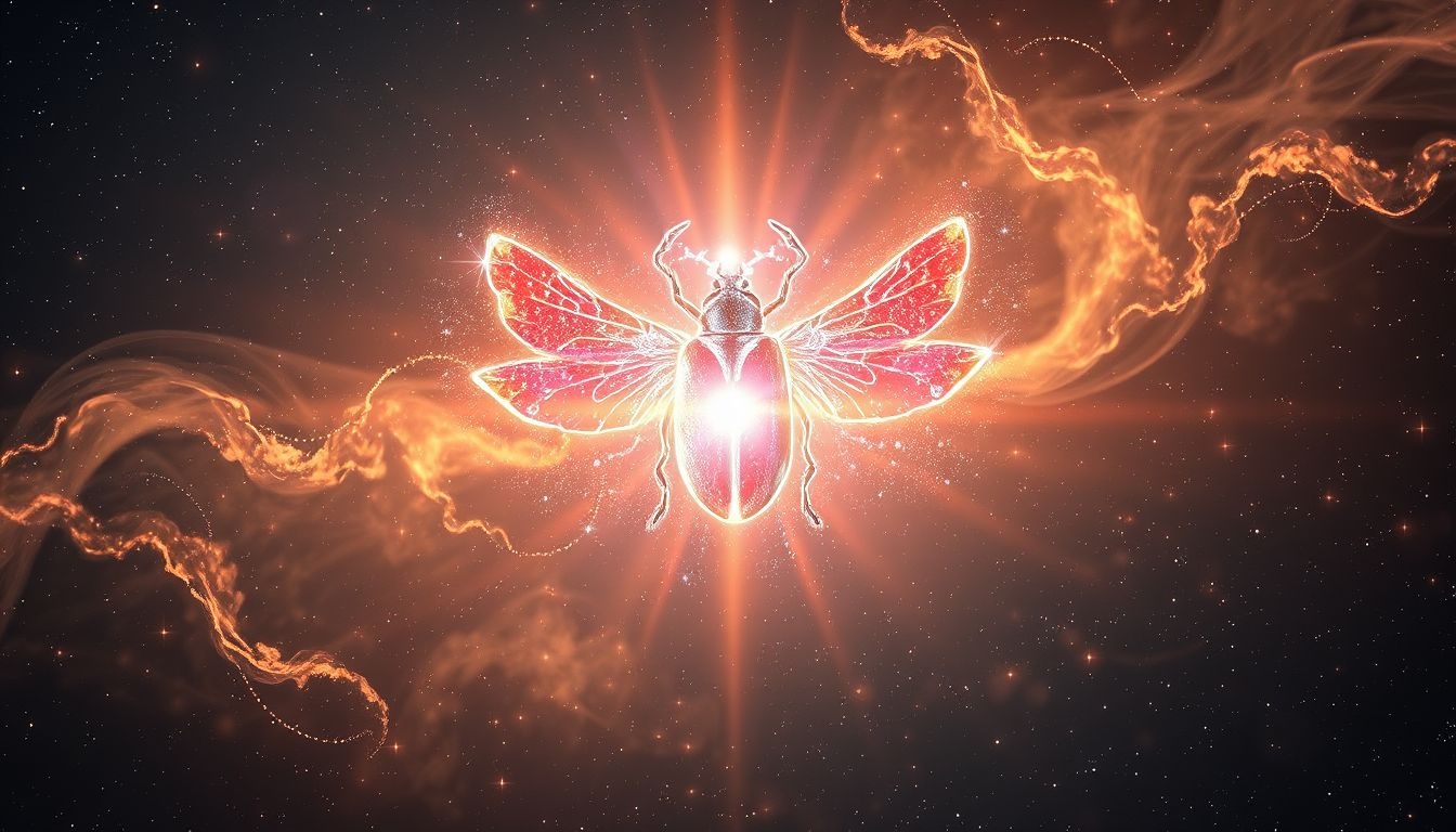 Le scarabée lumineux symbolise la clarté intérieure et la sagesse.