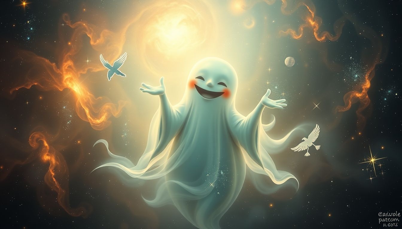 Le spectre qui rit symbolise souvent l'acceptation de soi cachée.