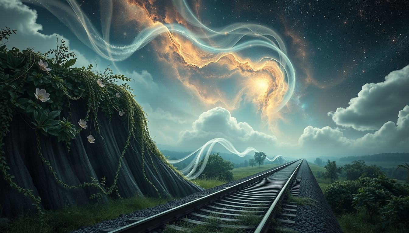 Un talus ferroviaire envahi symbolise obstacles freinant votre progression.
