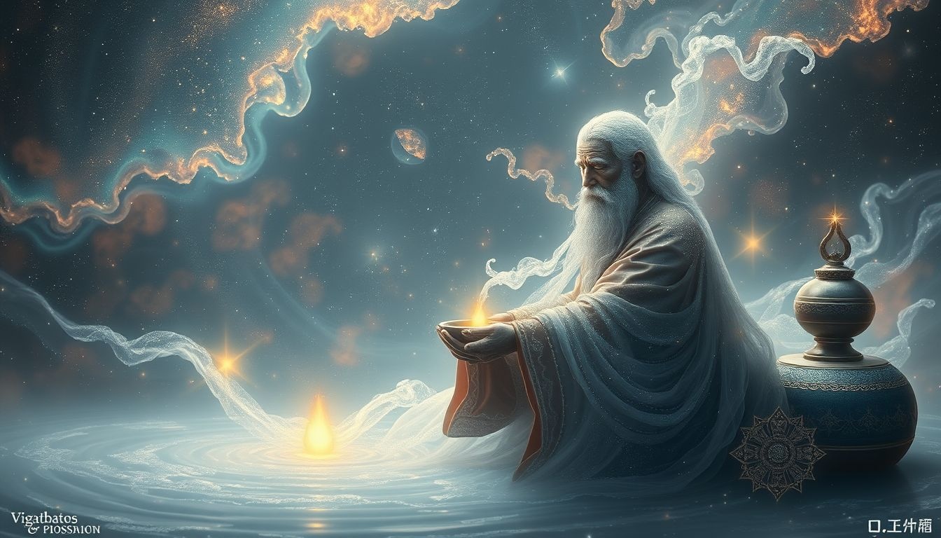 Un porteur d'eau âgé incarne la tradition et la sagesse ancestrale.