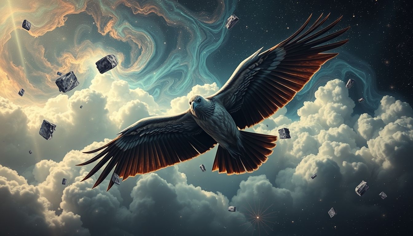 Le vautour dévorant symbolise la transformation et le renouveau intérieur.