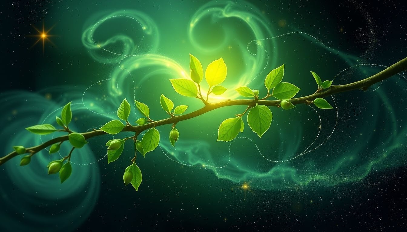 Une branche verte symbolise la force, la croissance et l'espoir.