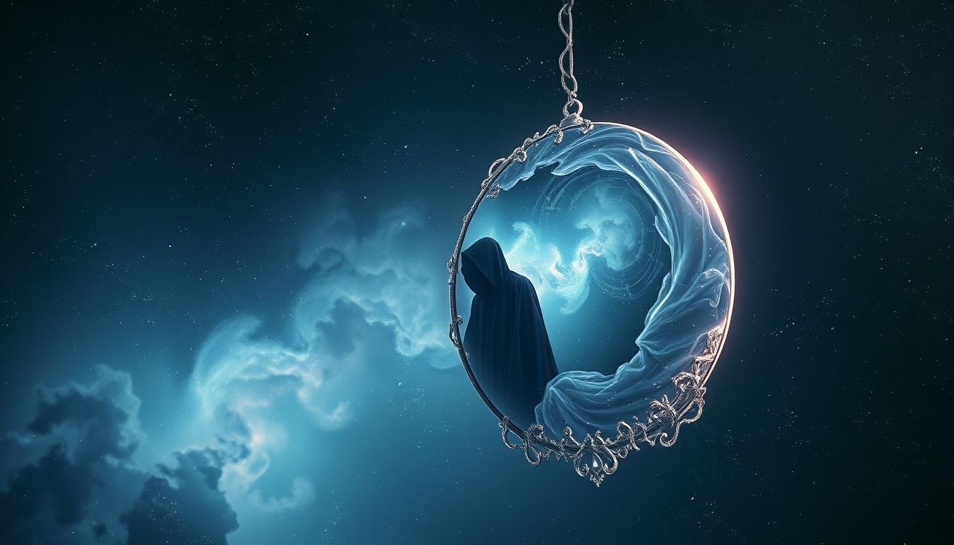 Rêver du faucheur dans un miroir révèle une transformation intérieure imminente.
