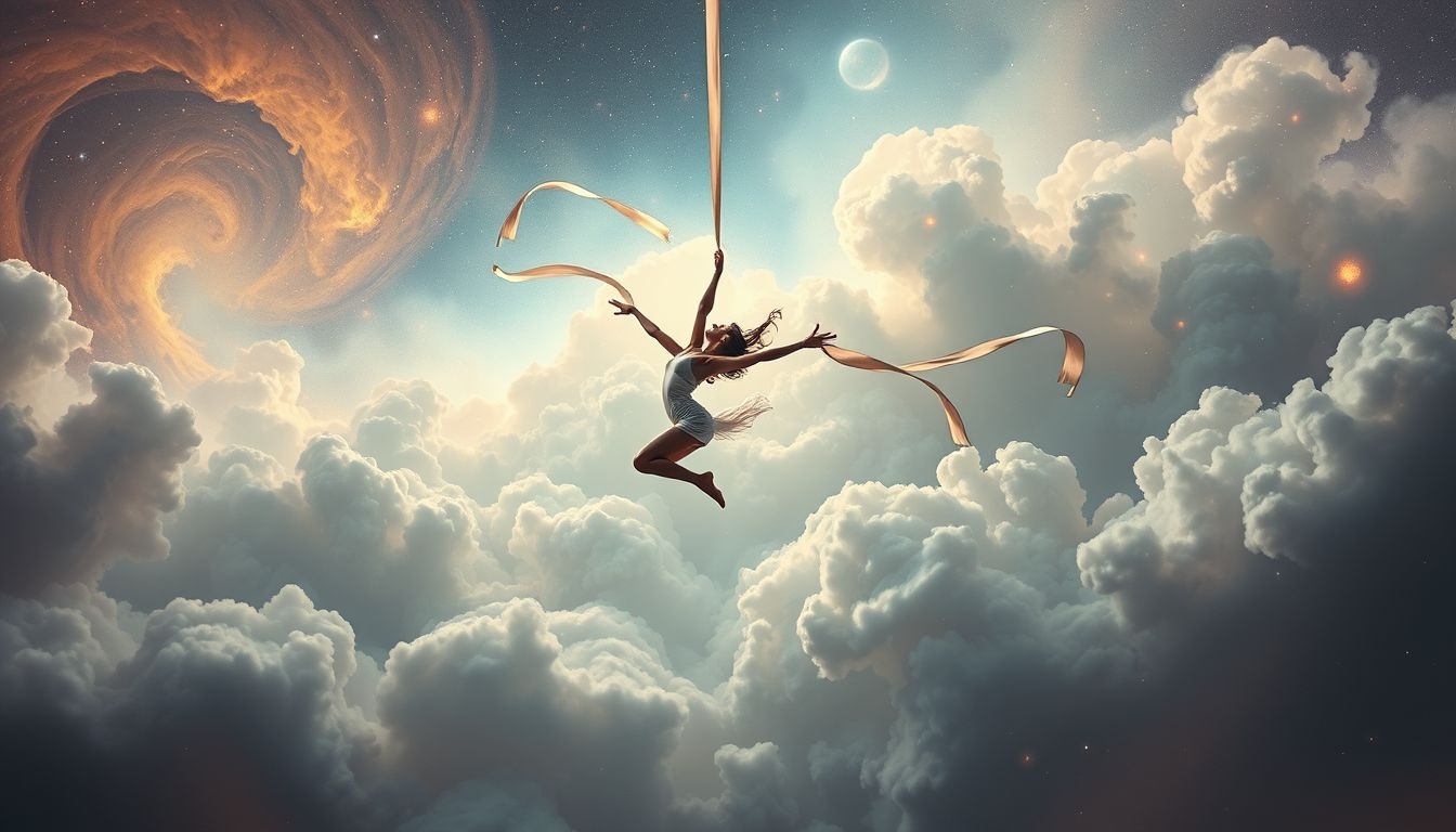 Rêver de gymnastique dans le ciel symbolise liberté et équilibre intérieur.