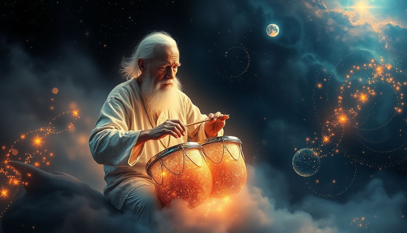 Rêver d’un vieillard jouant des percussions symbolise la sagesse rythmée.