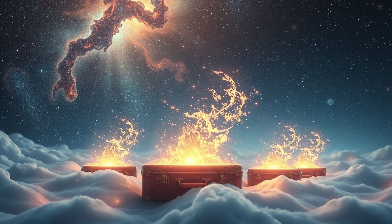 Les bagages qui s'ouvrent seuls symbolisent des secrets intérieurs révélés.