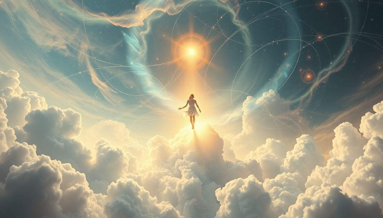 La lumière éclatante symbolise souvent une quête spirituelle profonde.