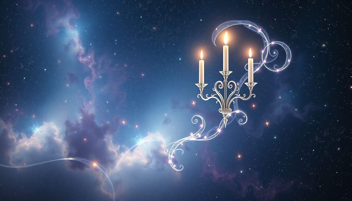 Le candélabre en argent symbolise l'intuition et le féminin sacré.