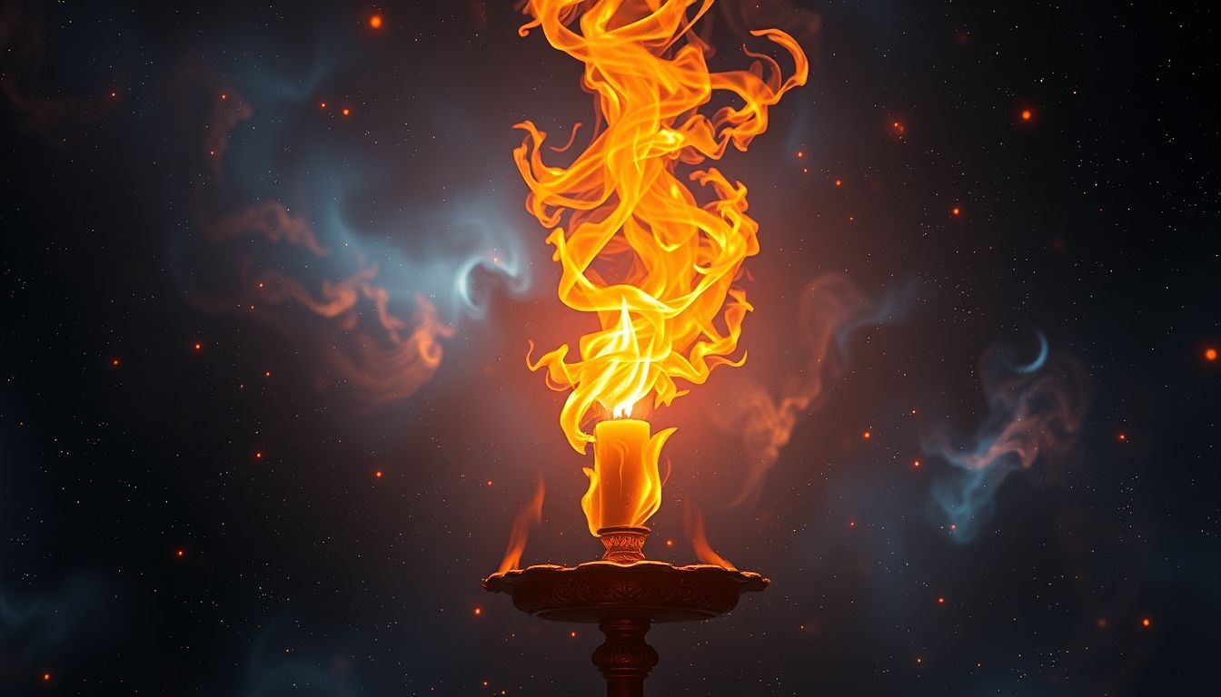 Un candélabre flamboyant symbolise une passion ardente et vivante.