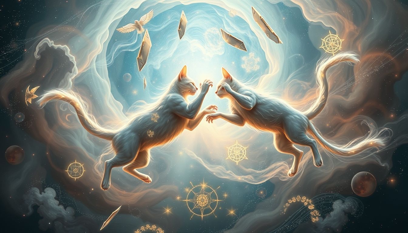 Un chat mâle qui se bat symbolise un conflit intérieur intense.