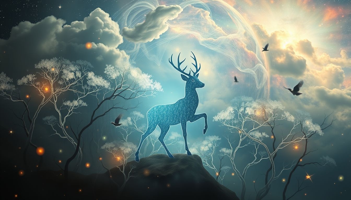 Le chevreuil incarne l'instinct primal et l'harmonie terrestre.
