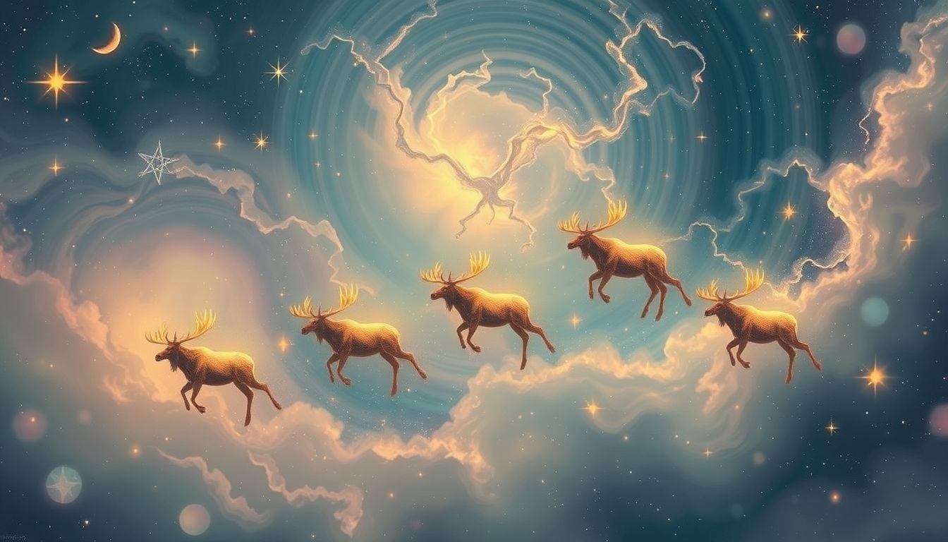 Rêver d’orignaux symbolise force, sagesse et renouveau intérieur profond.