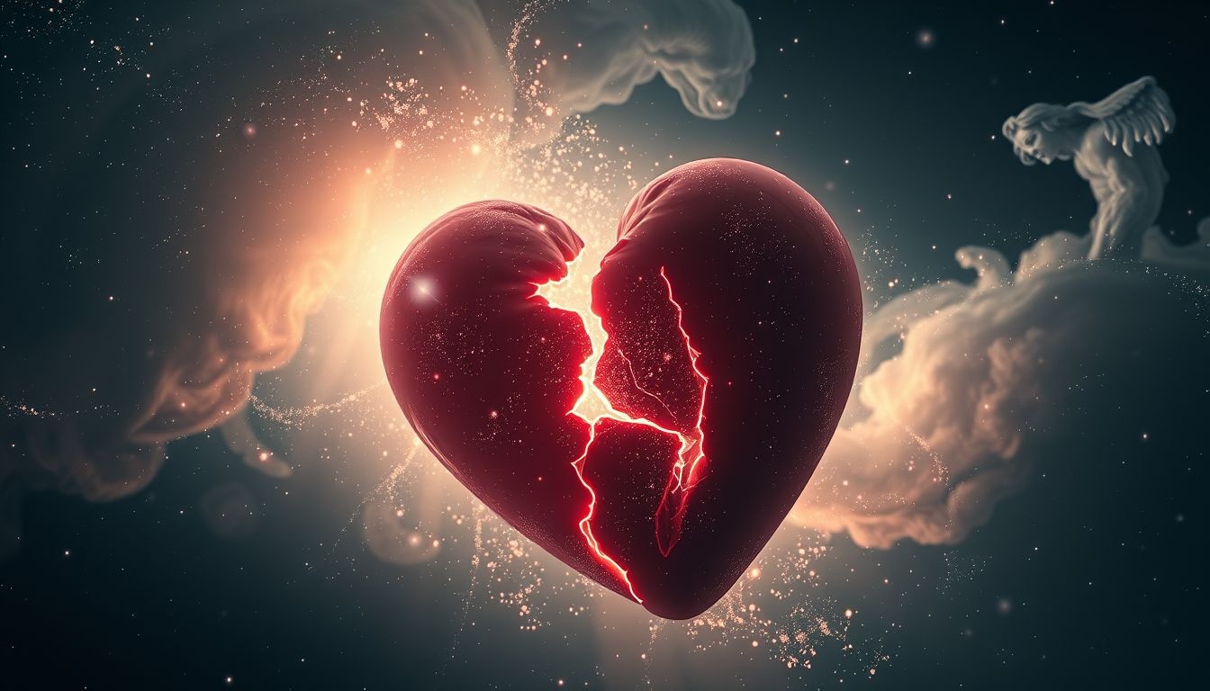 Déchirer un cœur symbolise souvent une douleur amoureuse profonde.