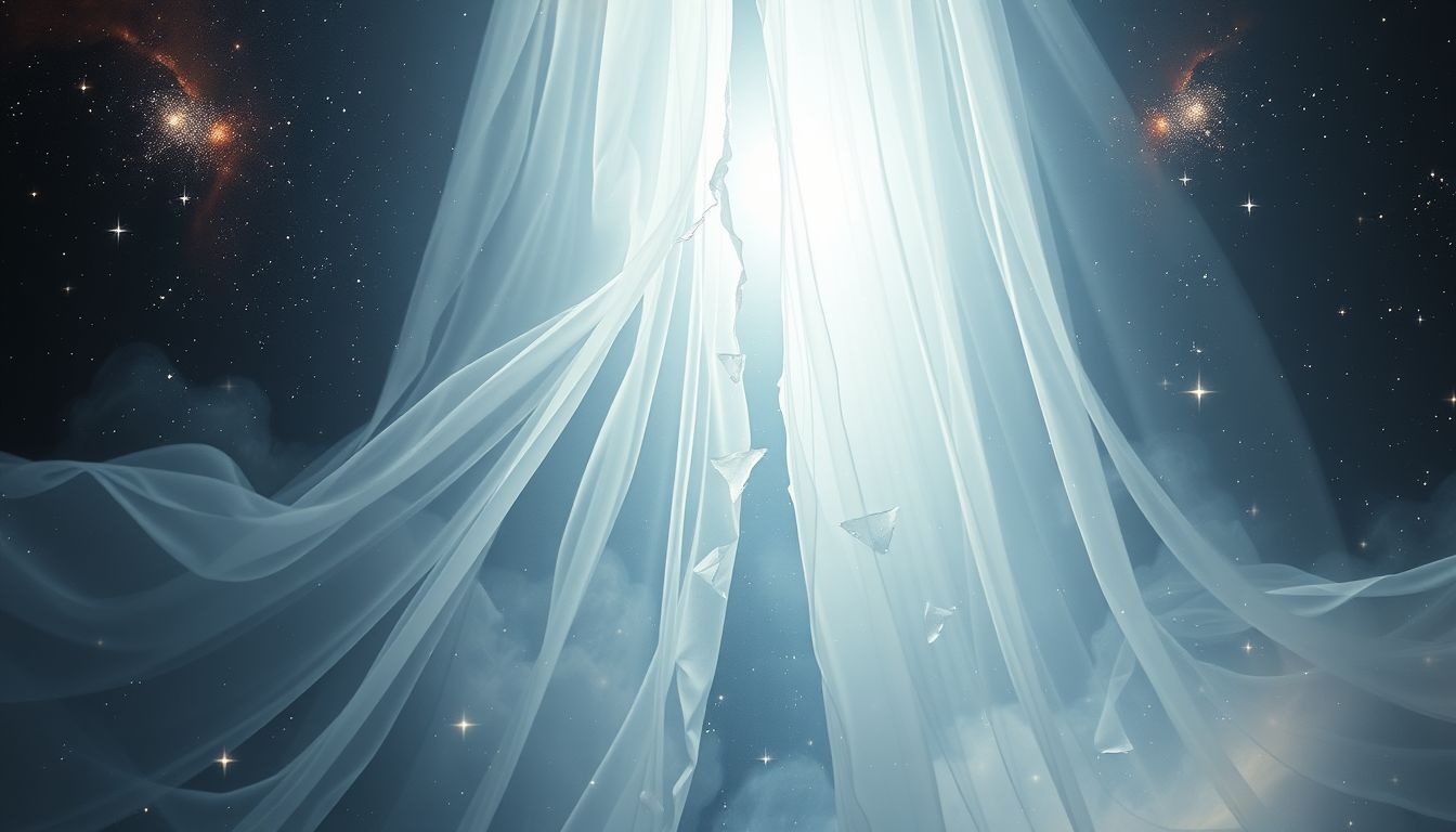 Déchirer un voile symbolise la révélation d'une vérité cachée.