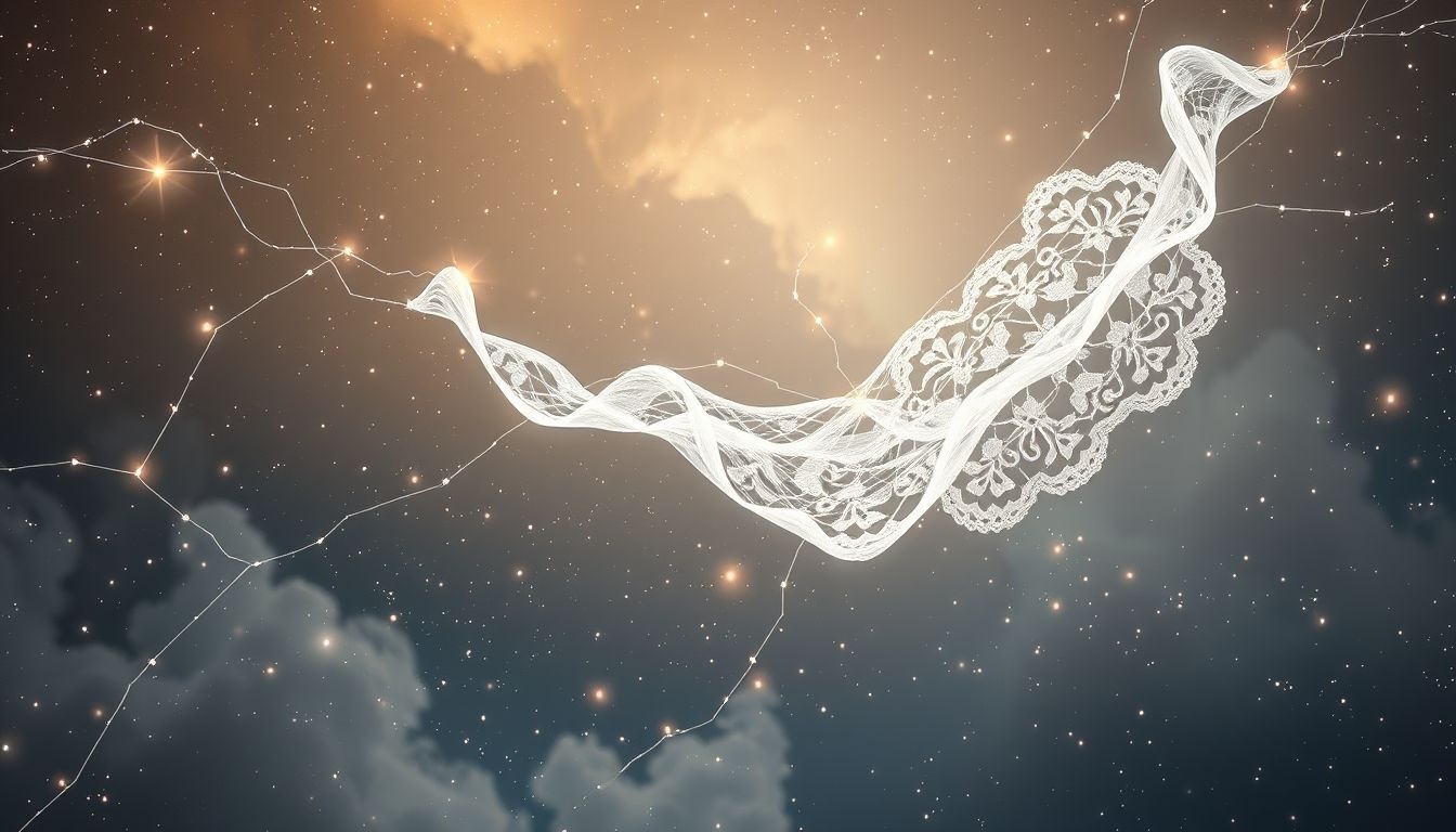 La dentelle blanche symbolise souvent pureté et renouveau spirituel.