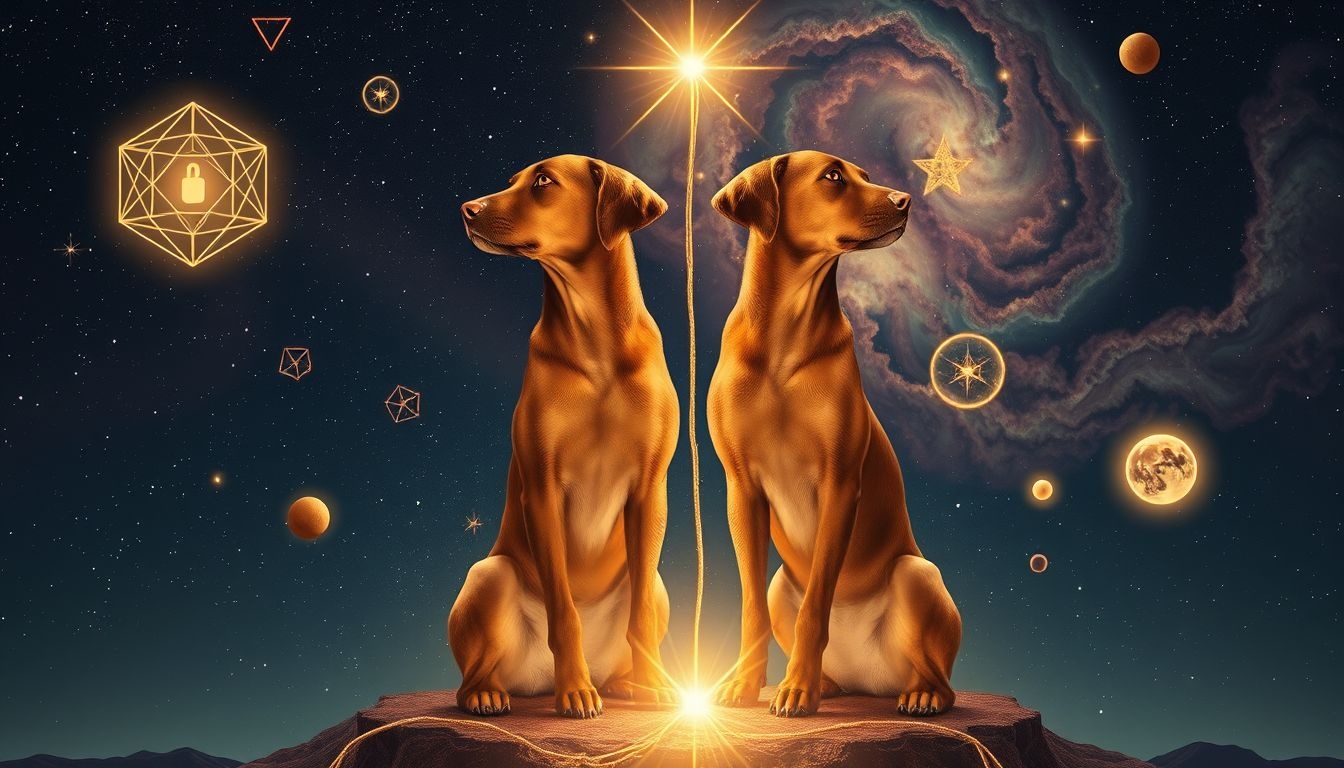 Deux chiens bruns symbolisent la stabilité et la sécurité matérielle.