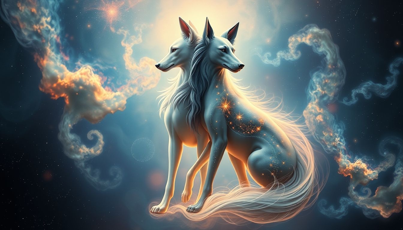 Deux chiens opposés symbolisent des conflits intérieurs profonds.