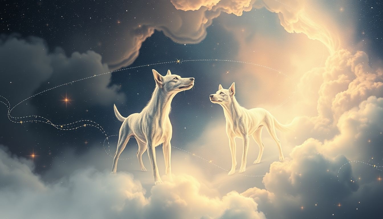 Deux chiens symbolisent souvent la quête intérieure et l'équilibre émotionnel.