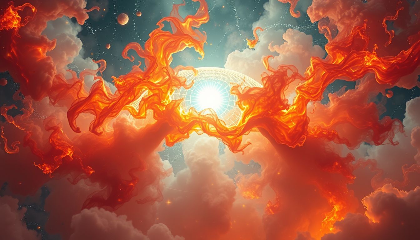 Un dôme enflammé symbolise passion ardente et métamorphose intérieure.
