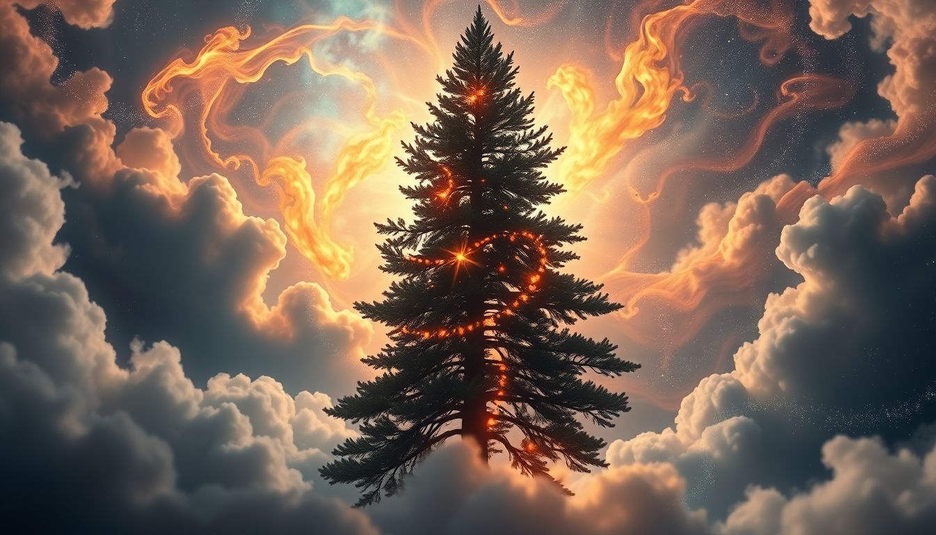 Un pin suisse en feu symbolise une transformation intérieure intense.