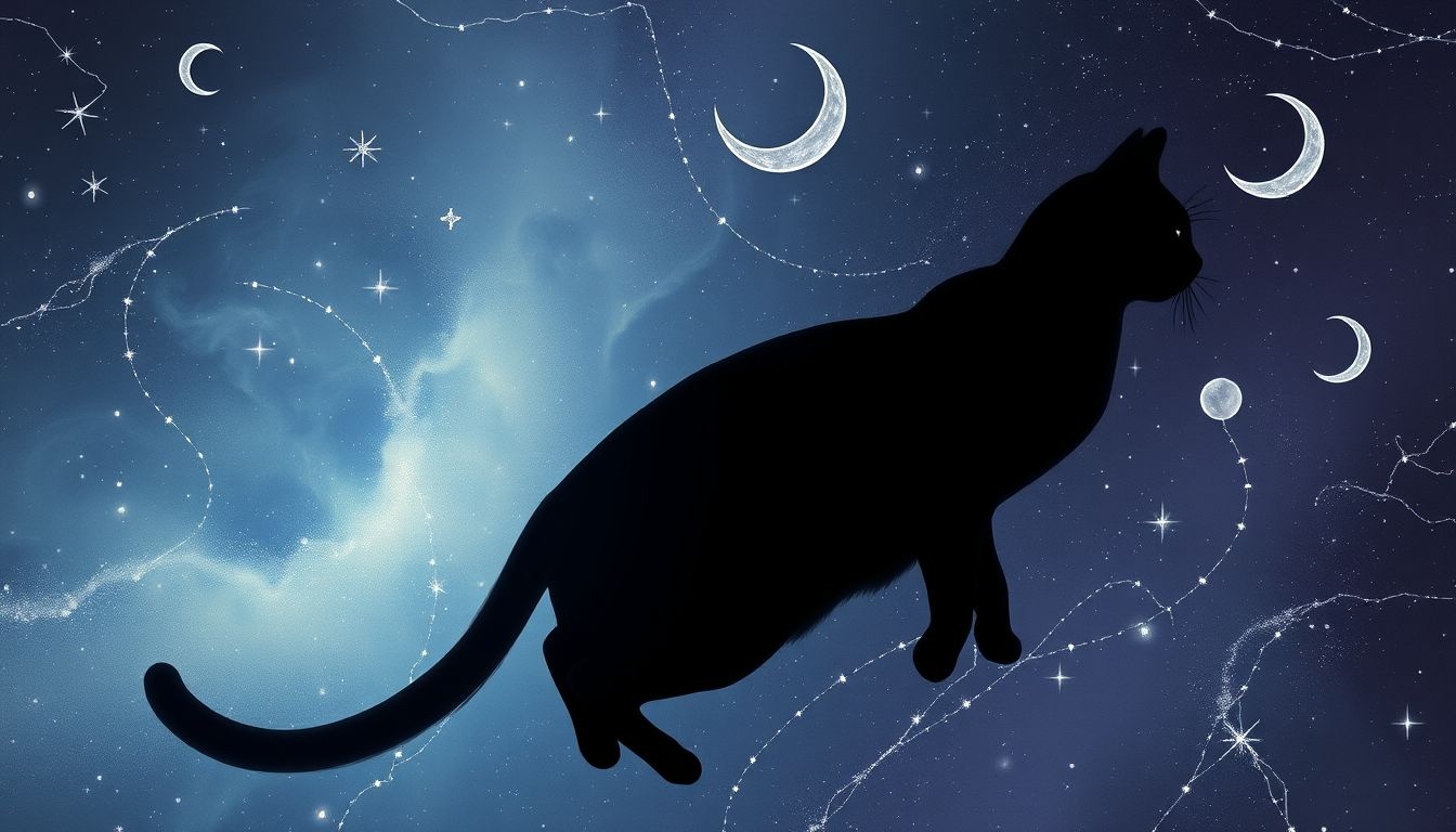 Rêver d’un chat noir de côté symbolise mystère et intuition cachée.