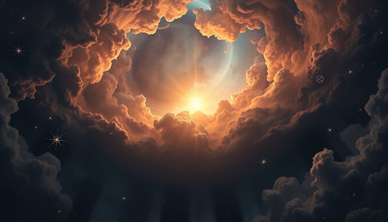 La lumière astrale symbolise la force intérieure dans l'obscurité.