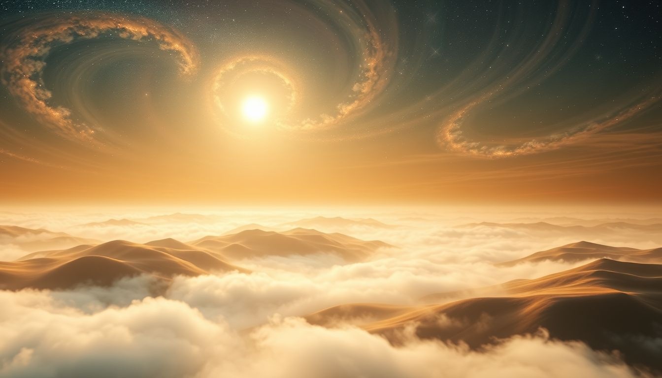 Un paysage ensoleillé symbolise la sérénité intérieure et l'harmonie.